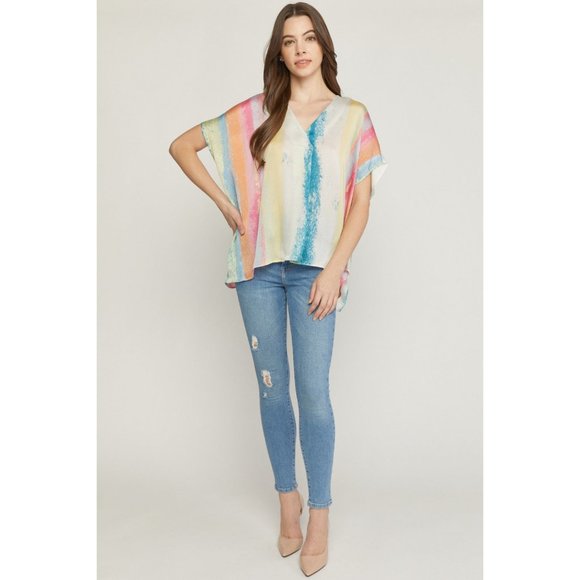 Entro Rainbow Placket Top - Picture 2 of 6